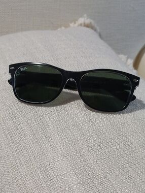 Ray-Ban Black Frame Sunglasses with Green Lenses